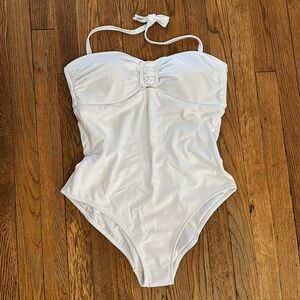 NWT Boden Wrap buckle bandeau white one piece swimsuit summer vacation 14